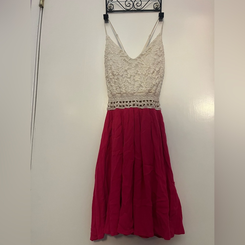 Pink Mini Dress With Lace